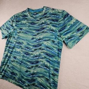 REEL LEGENDS Mens L Freeline Blue Water Swirl Pattern T Shirt‎ Pullover Fishing